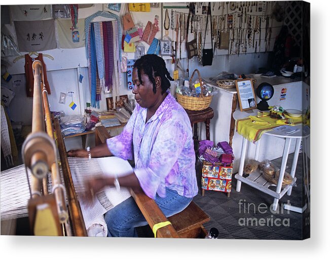 Industry Acrylic Print featuring the photograph Weaving Cloth by John Cole/science Photo Library