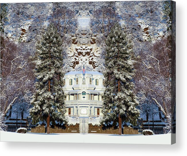 Susanville Acrylic Print featuring the digital art Winter at the Susanville Elks Lodge by The Couso Collection
