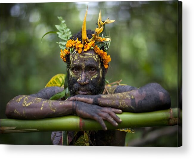 Thank You Acrylic Print featuring the photograph Witchdoctor In Ulul Village In New by Eric Lafforgue