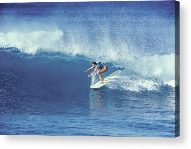 #new2022vogue Acrylic Print featuring the photograph Women's World Surfing Champion Riding A Wave by Gianni Penati