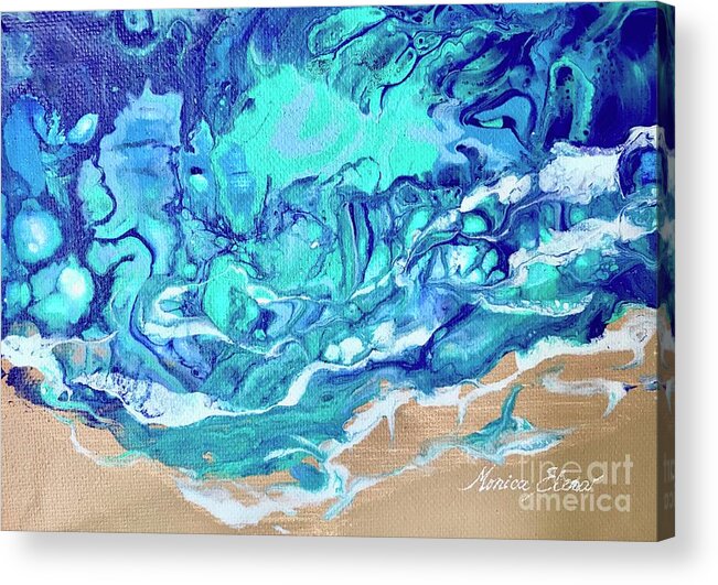 Ocean Acrylic Print featuring the painting Wonder if... by Monica Elena