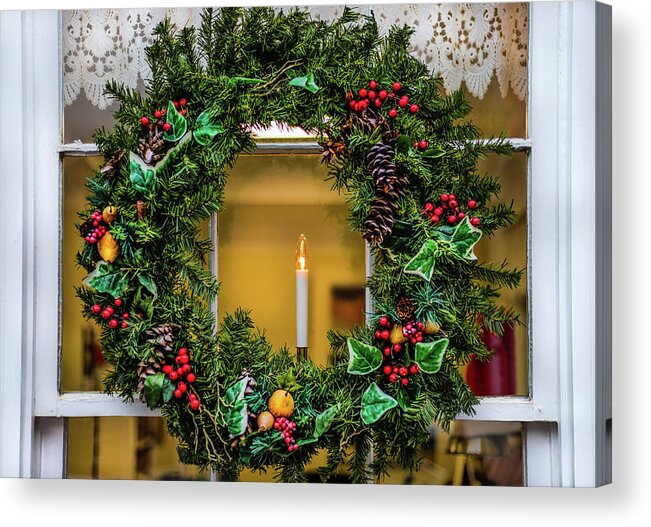 Candle Acrylic Print featuring the photograph Wreath 1 by Bill Chizek