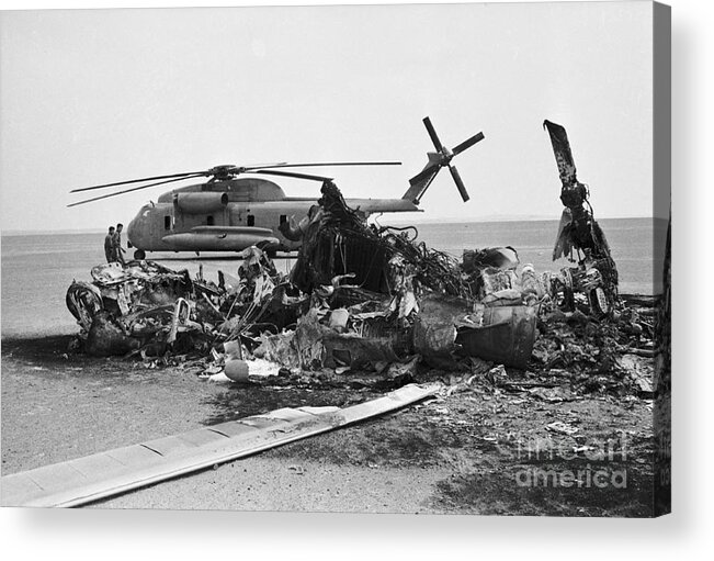 1980-1989 Acrylic Print featuring the photograph Wreckage Of American Helicopters by Bettmann