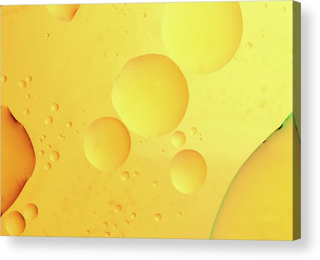 Fluid Acrylic Print featuring the photograph Abstract, image of oil, water and soap with colourful background #6 by Michalakis Ppalis