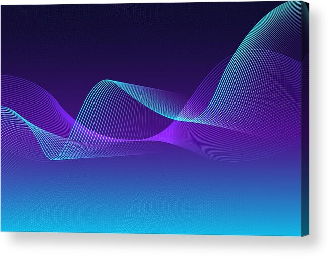 Particle Acrylic Print featuring the drawing Abstract Waving Line Particle Technology Background #1 by Ali Kahfi