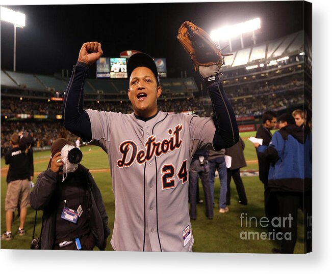 American League Baseball Acrylic Print featuring the photograph Miguel Cabrera by Ezra Shaw
