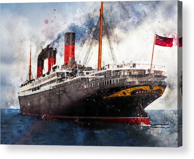Steamship Acrylic Print featuring the digital art R.M.S. Berengaria by Geir Rosset