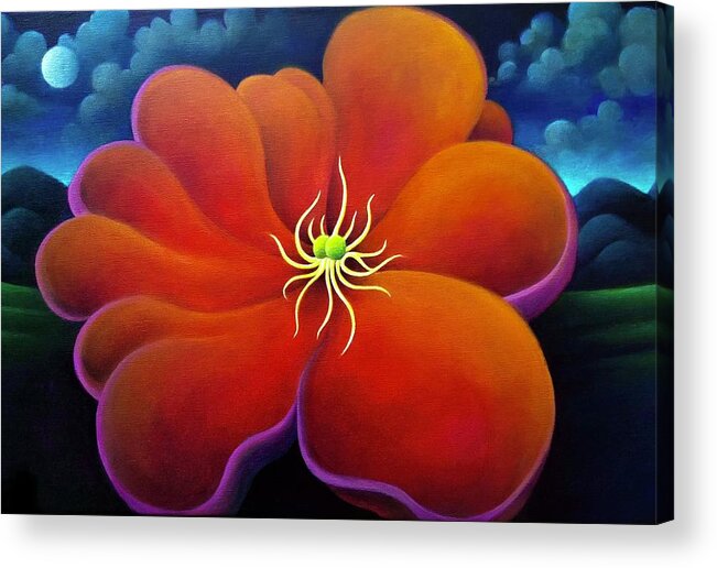 Cactus Flower Acrylic Print featuring the painting The Night Flower by Richard Dennis