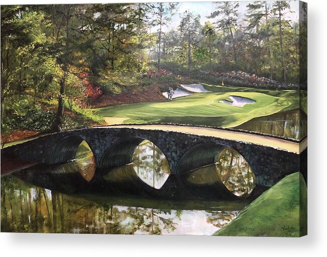Golf Acrylic Print featuring the painting 12th Hole At Agusta by Judy Rixom