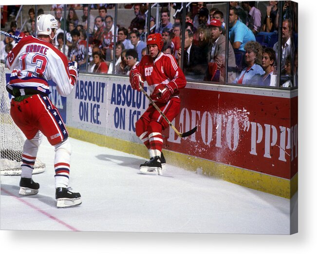 1980-1989 Acrylic Print featuring the photograph 1987 Canada Cup: Soviet Union v USA by B Bennett