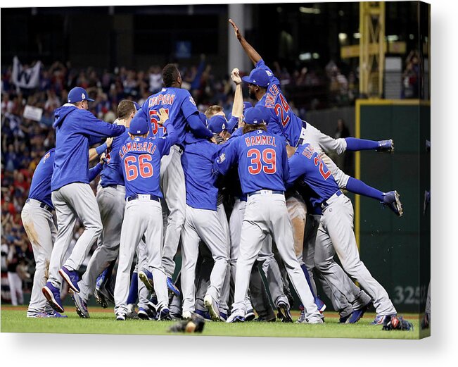 People Acrylic Print featuring the photograph Anthony Rizzo, Kris Bryant, and Chris Coghlan by Ezra Shaw