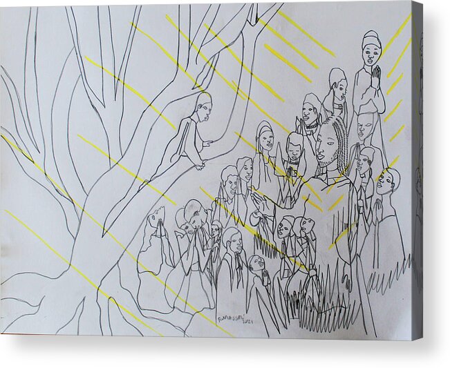  Acrylic Print featuring the drawing Jesus meets Zacchaeus #2 by Gloria Ssali