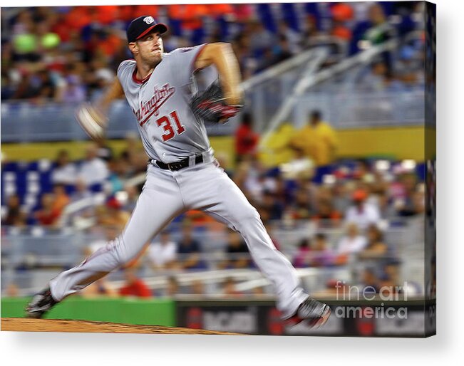 People Acrylic Print featuring the photograph Max Scherzer by Mike Ehrmann