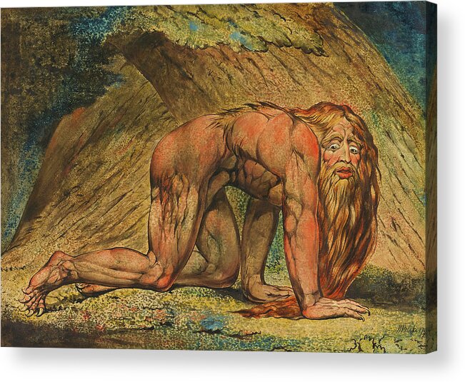 William Blake Acrylic Print featuring the painting Nebuchadnezzar #2 by William Blake
