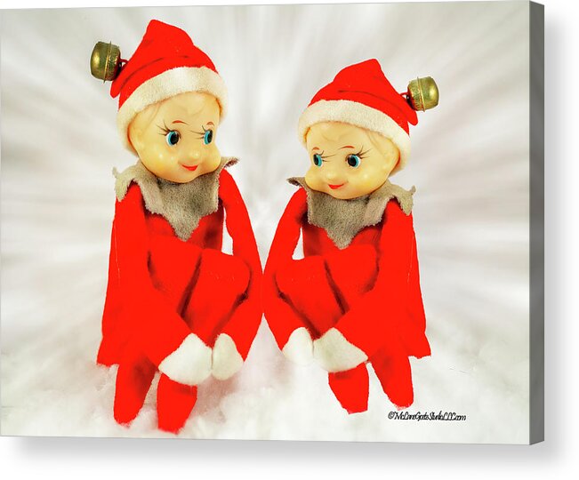 Elf Acrylic Print featuring the photograph Vintage Christmas Elves #2 by LeeAnn McLaneGoetz McLaneGoetzStudioLLCcom