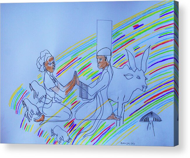 Jesus Acrylic Print featuring the painting Kintu and Nambi Nambi Looks Back #24 by Gloria Ssali