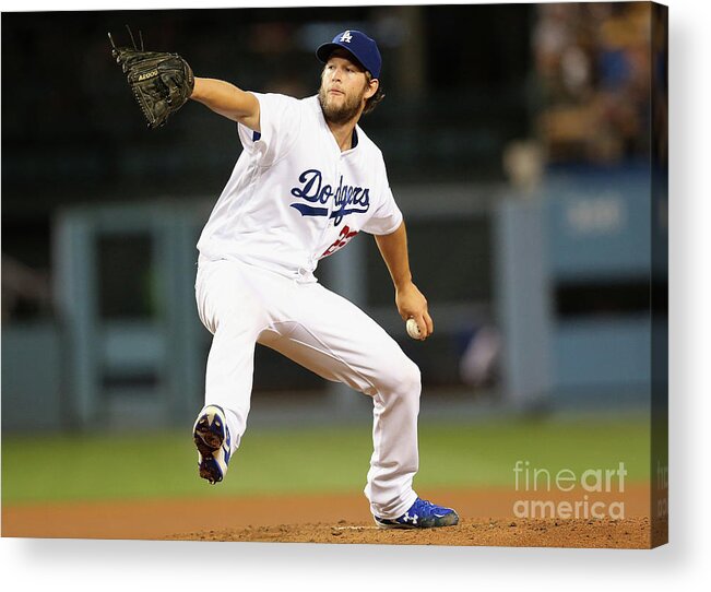 People Acrylic Print featuring the photograph Clayton Kershaw by Stephen Dunn