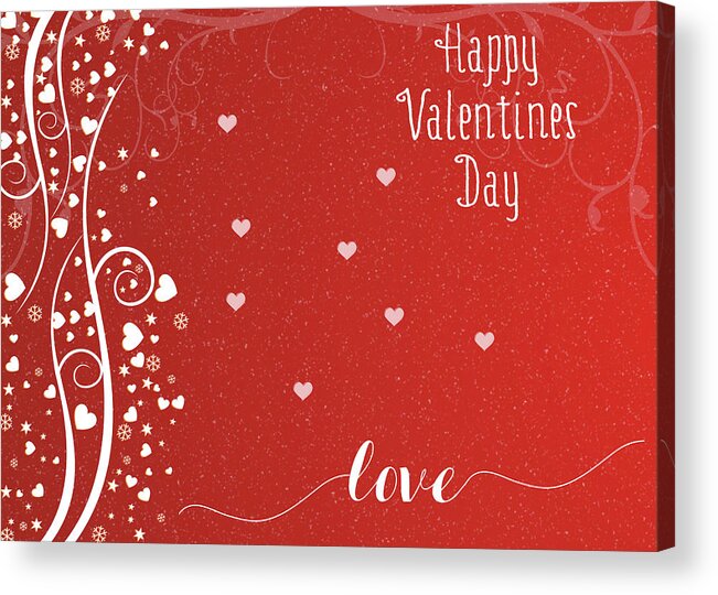 Red Acrylic Print featuring the photograph Happy Valentines Day by Cathy Kovarik