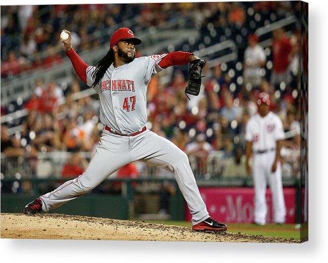 Ninth Inning Acrylic Print featuring the photograph Johnny Cueto by Rob Carr