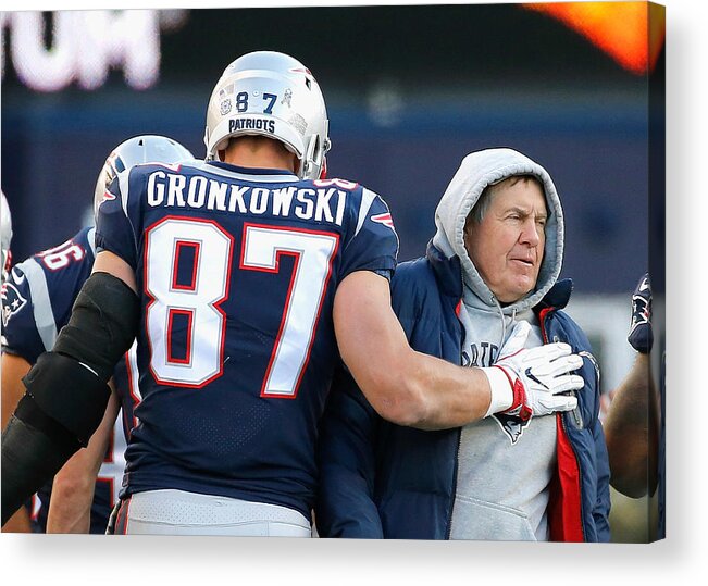 Rob Gronkowski Acrylic Print featuring the photograph Miami Dolphins v New England Patriots #32 by Jim Rogash