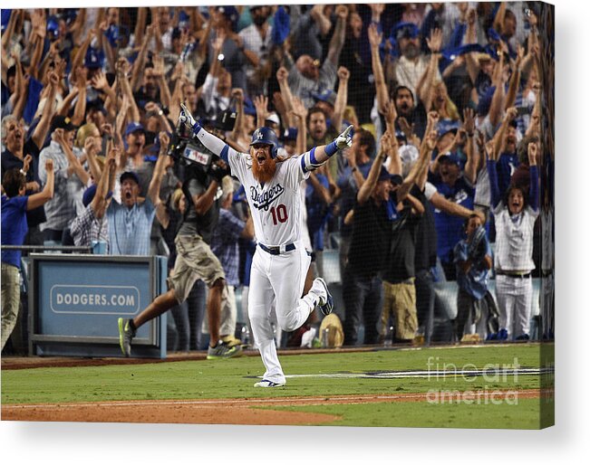 Game Two Acrylic Print featuring the photograph Justin Turner by Kevork Djansezian