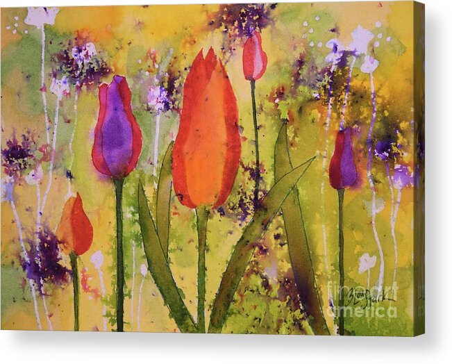 Barrieloustark Acrylic Print featuring the painting #646 Dance of the Tulips #646 by Barrie Stark