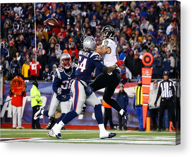 Playoffs Acrylic Print featuring the photograph Divisional Playoffs - Baltimore Ravens v New England Patriots #6 by Jared Wickerham
