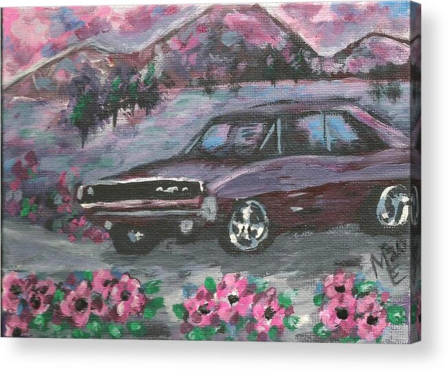 68 Dodge Charger Acrylic Print featuring the painting 68 Dodge Charger by Monica Resinger