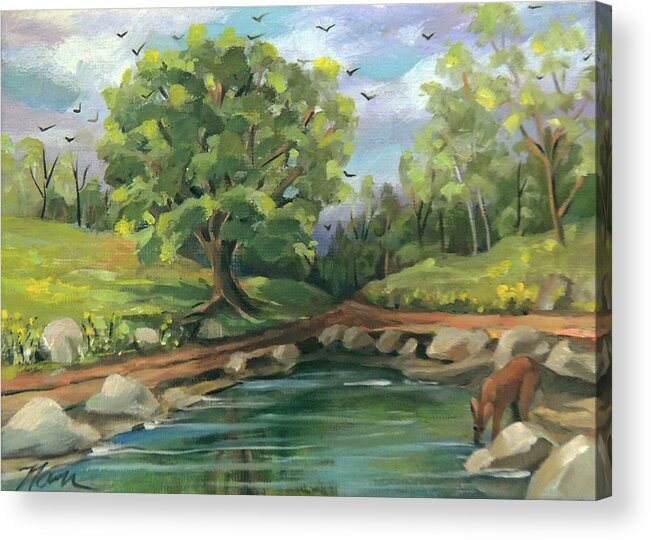 Spring Acrylic Print featuring the painting A Little Spring by Nancy Griswold