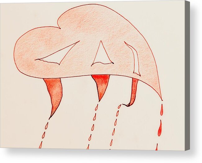 Drawing Acrylic Print featuring the drawing A Torn Heart by Karen Nice-Webb