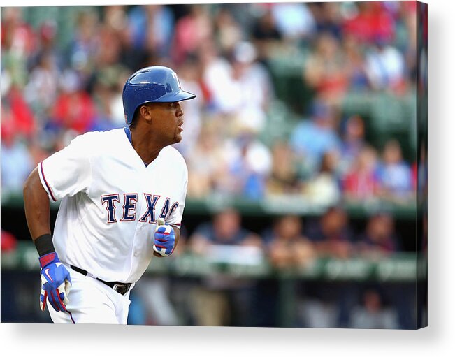Adrian Beltre Acrylic Print featuring the photograph Adrian Beltre and Bruce Chen by Ronald Martinez