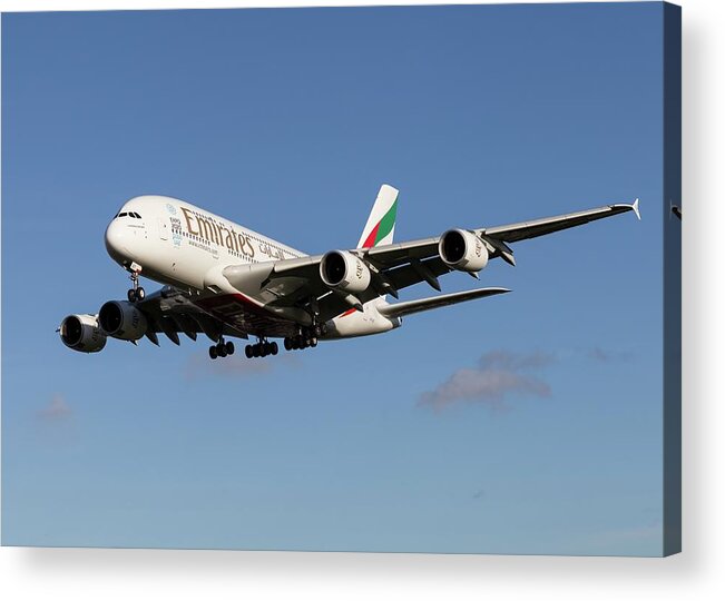 A6-edt Acrylic Print featuring the photograph Airbus A380-861 Emirates by David Pyatt