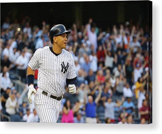 Three Quarter Length Acrylic Print featuring the photograph Alex Rodriguez and Justin Verlander by Al Bello