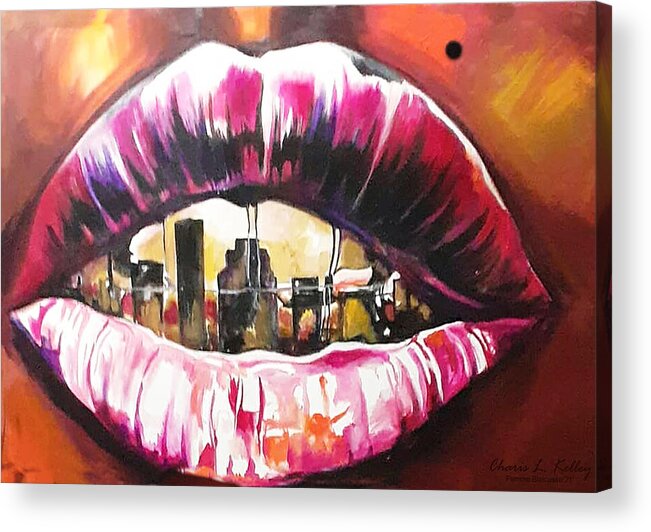 Htine Goin Down Acrylic Print featuring the painting Always Represent by Femme Blaicasso