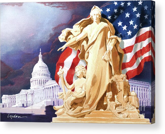 Tom Lydon Acrylic Print featuring the painting America - Apotheosis of Democracy - Peace Protecting Genius by Tom Lydon