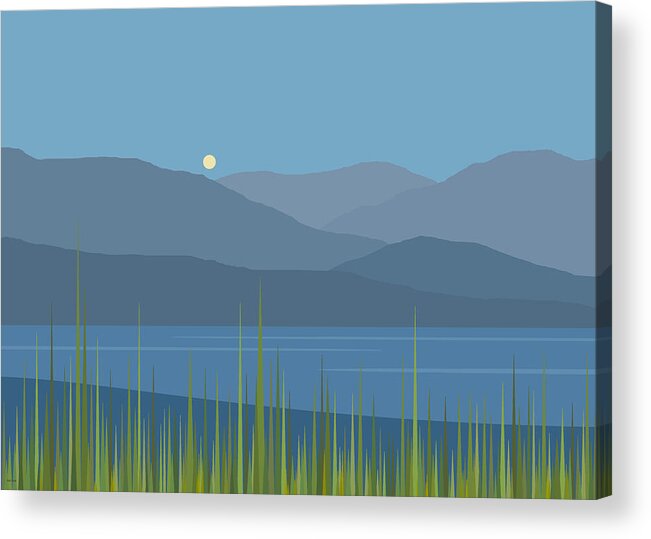 An Evening Moonrise Acrylic Print featuring the digital art An Evening Moonrise by Val Arie