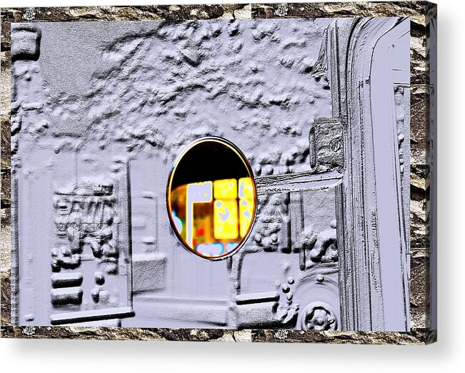 Car Acrylic Print featuring the digital art Antique car mirror embossed selection by Karl Rose