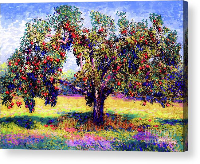 Landscape Acrylic Print featuring the painting Apple Tree Orchard by Jane Small