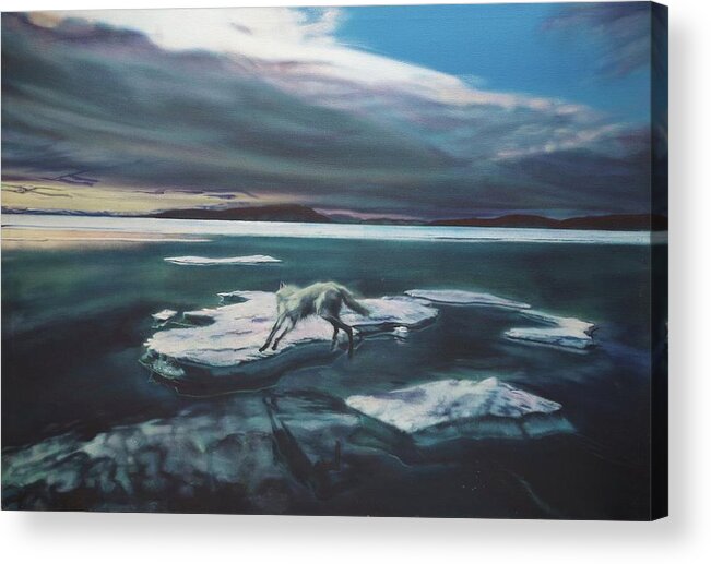 Realism Acrylic Print featuring the painting Arctic Wolf by Sean Connolly