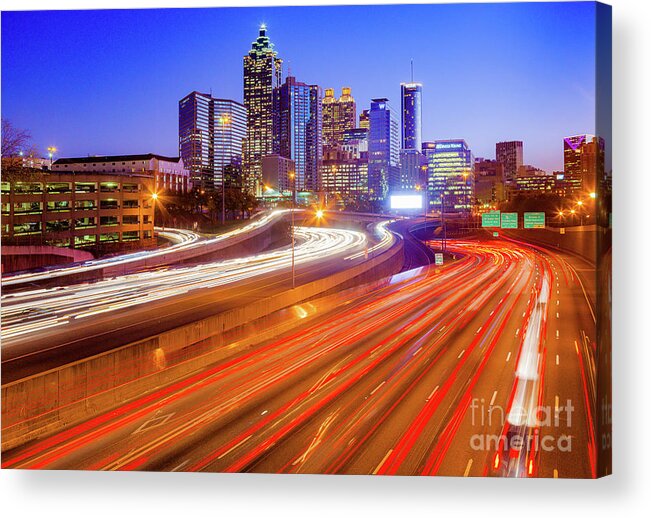 America Acrylic Print featuring the photograph Atlanta Interstate I-85 by night by Inge Johnsson