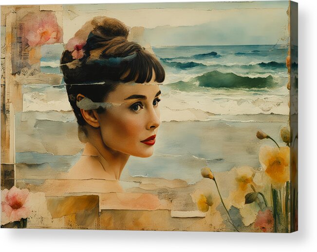 Flower Acrylic Print featuring the painting Audrey at the Beach by My Head Cinema