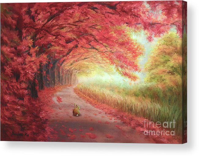 Autumn Acrylic Print featuring the painting Autumn Journey by Yoonhee Ko