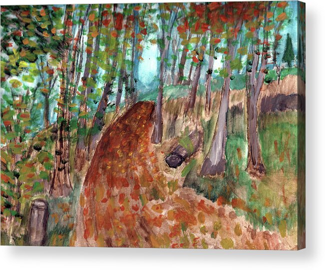 Autumn Acrylic Print featuring the painting Autumn Leaves along the Trail by Christopher Reed