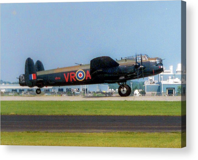 Raf Avro Lancaster Acrylic Print featuring the photograph Avro Lancaster Bomber by Tommy Anderson