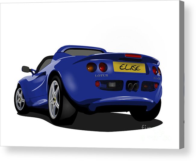 Sports Car Acrylic Print featuring the digital art Azure Blue S1 Series One Elise Classic Sports Car by Moospeed Art