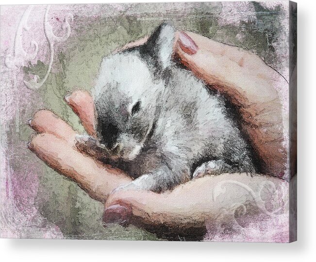 Easter Acrylic Print featuring the mixed media Baby Bunny by Moira Law
