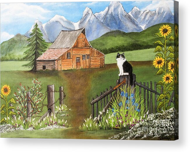 Barn Acrylic Print featuring the painting Barn Scene by Shirley Dutchkowski