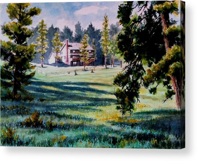 Colorado Ranch Acrylic Print featuring the painting Beyer Ranch House by John West