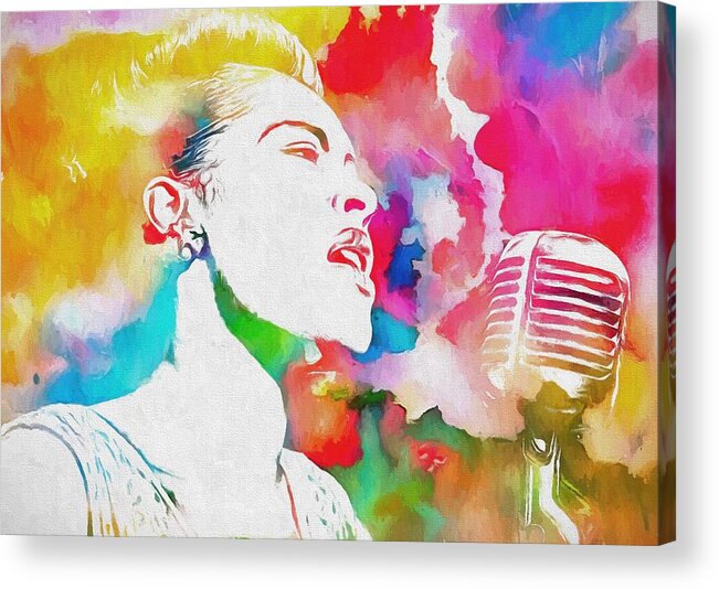 Billie Holiday Color Tribute Acrylic Print featuring the painting Billie Holiday Color Tribute by Dan Sproul