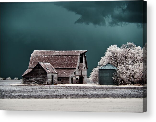 Blackmore Acrylic Print featuring the photograph Blackmore Barn - Infrared Series - 1 of 3 by Peter Herman